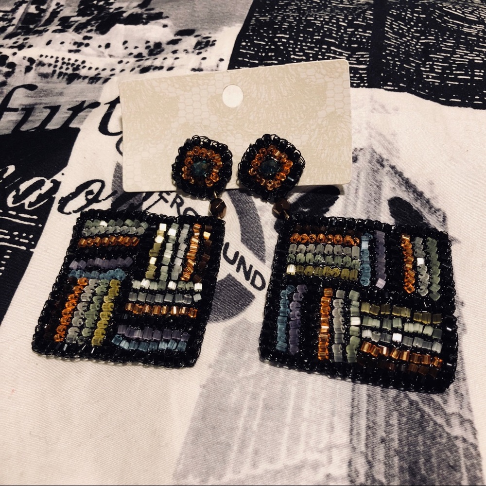 NWT Anthro/Lavish Brazil  Beaded Drop Earrings - Picture 5 of 8